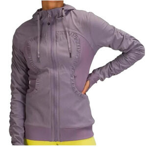 Lululemon Dance Studio Jacket Purple Pinstripe‎ Full Zip Hooded Size 4 Lavender